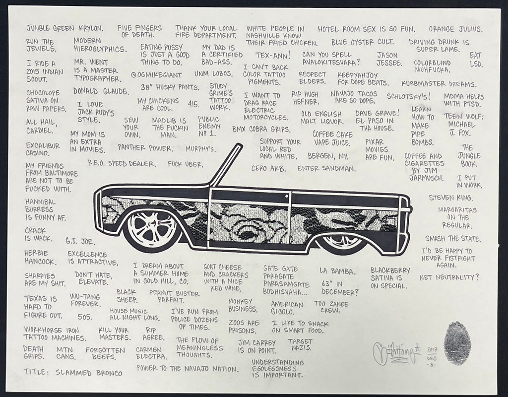 Mike Giant "Slammed Bronco" Drawing