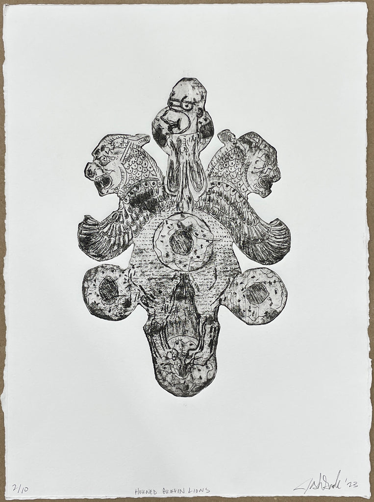 Joshua Goode "Horned Griffin Lions" Print