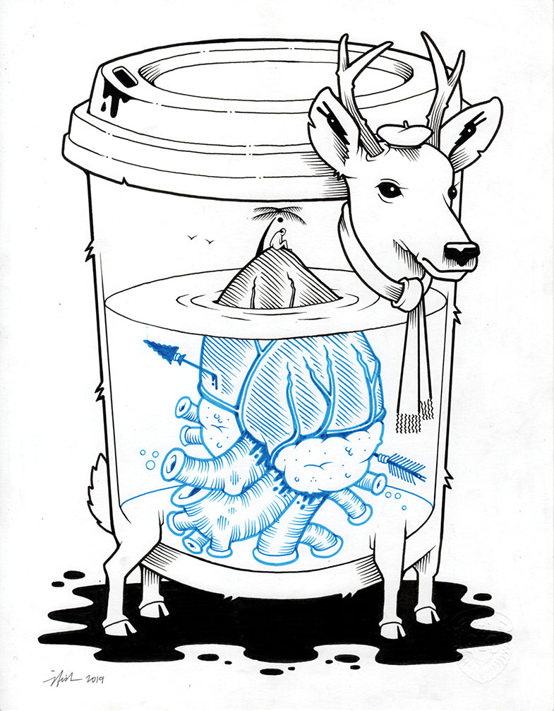 Jeremy Fish "Deerly" Drawing