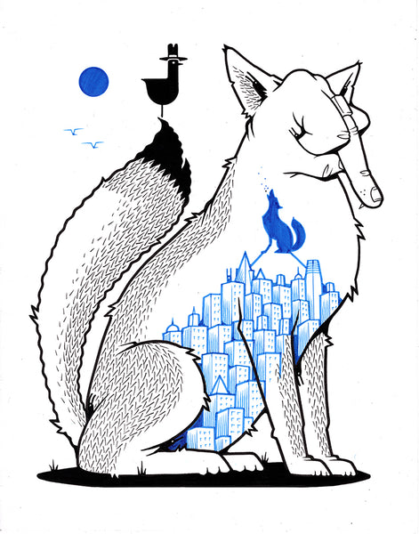 Jeremy Fish "Empty Streets" Drawing