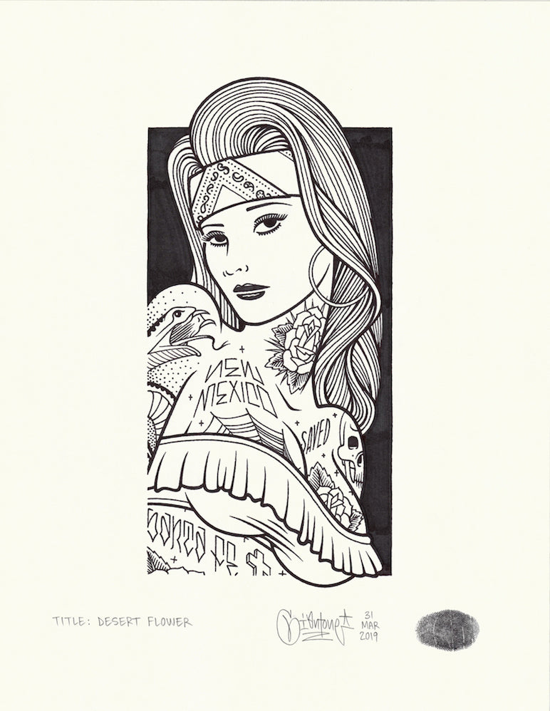 Mike Giant "Desert Flower" Drawing