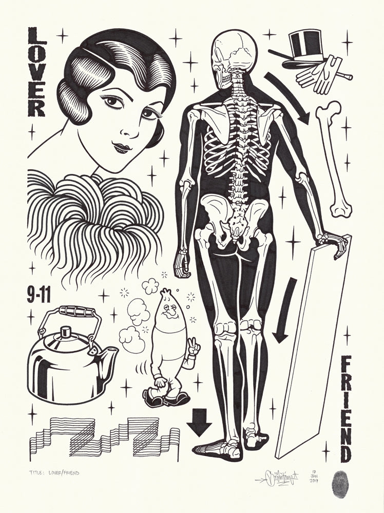 Mike Giant "Lover/Friend" Drawing
