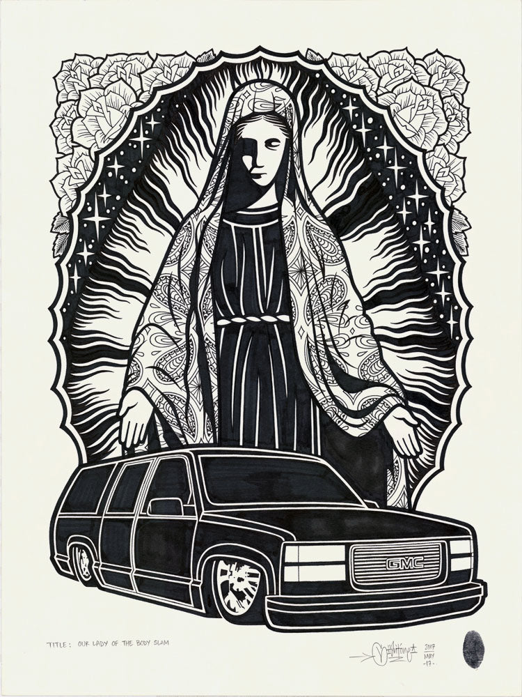 Mike Giant "Our Lady Of The Body Slam" Drawing