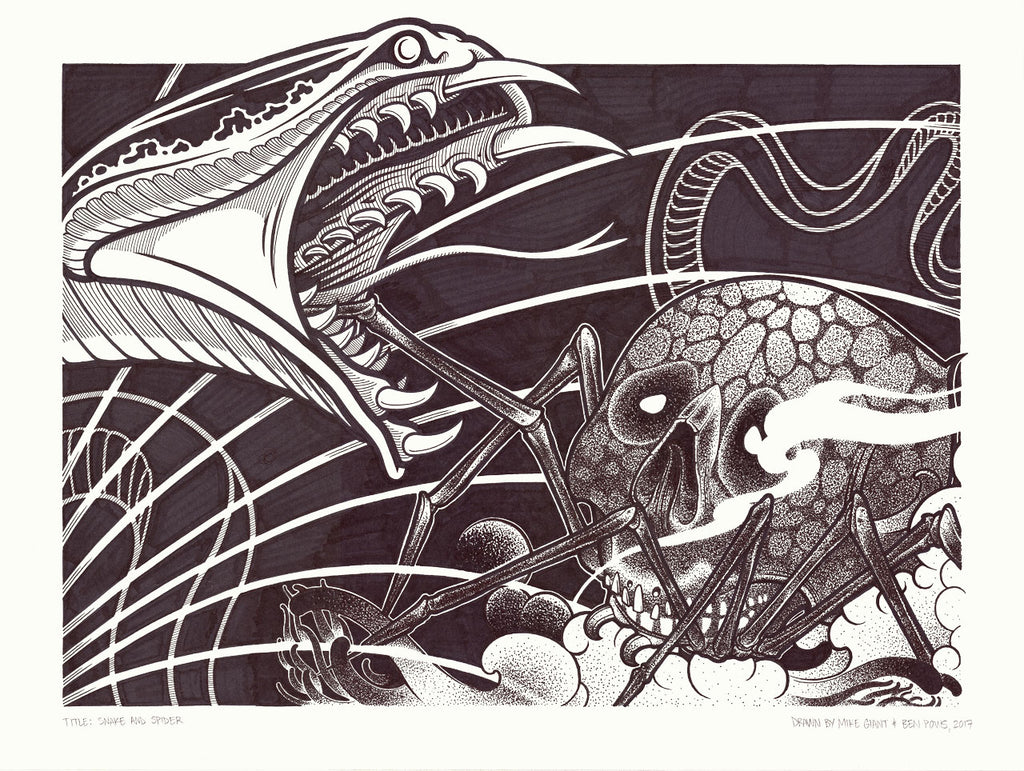 Mike Giant & Ben Pows - "Snake and Skull" Drawing