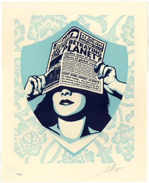 Shepard Fairey "Global Warning" Letterpress
