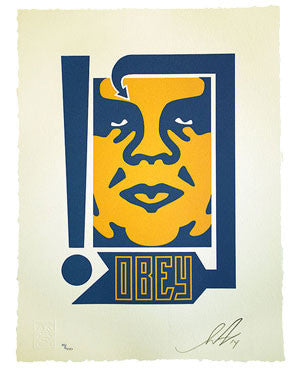 Shepard Fairey "Mustard & Navy Arrow" Letterpress