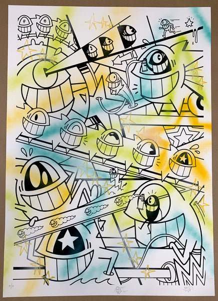 El Pez "Happy Pop" Print (Hand Finished w/Outline) #10