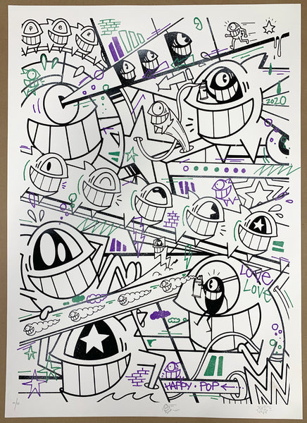 El Pez "Happy Pop" Print (Hand Finished w/Outline) #11