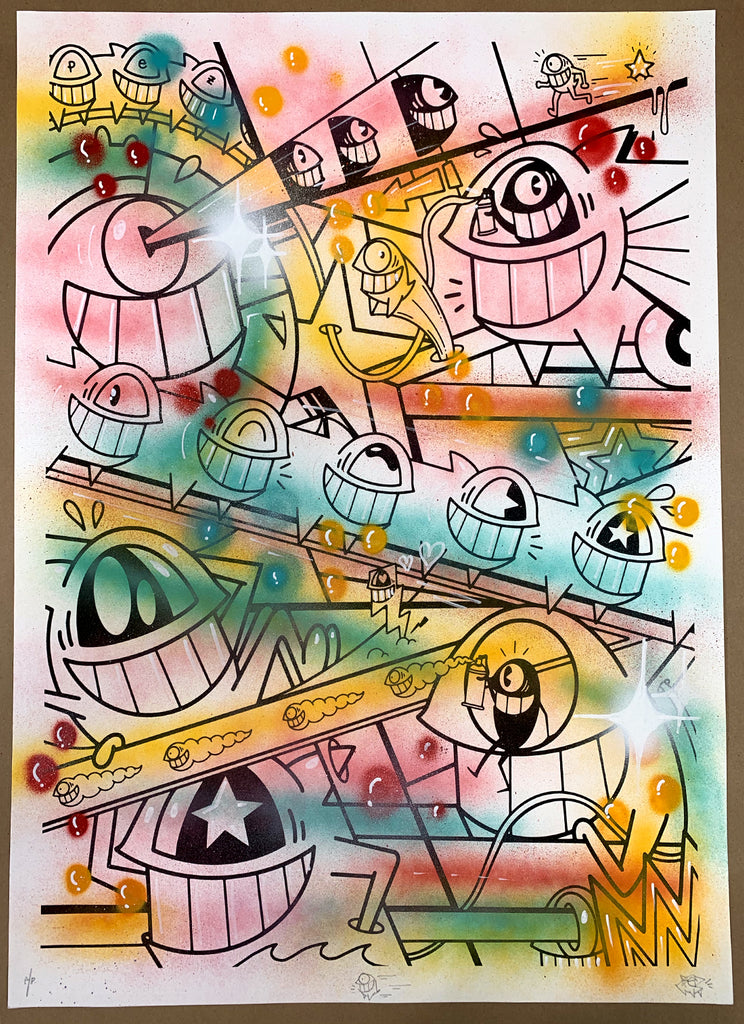 El Pez "Happy Pop" Print (Hand Finished w/Outline) Artist Proof