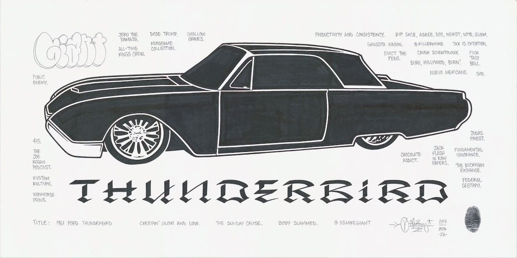 Mike Giant "61 Ford Thunderbird" Drawing