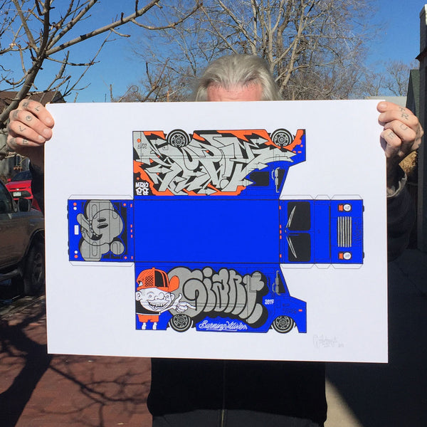 Mike Giant "Box Van"  Print (Blue)