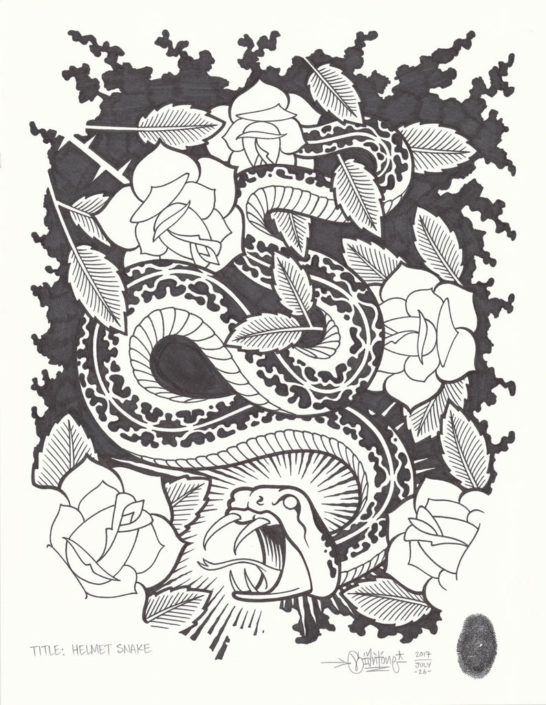 Mike Giant - "Helmet Snake" Drawing