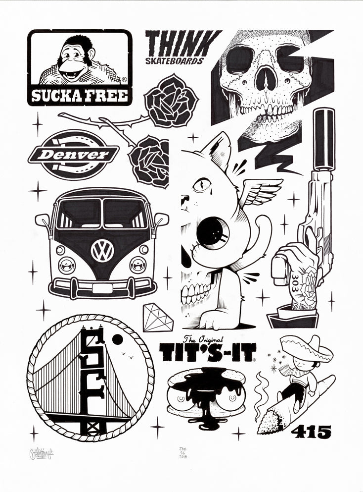 Jeremy Fish & Mike Giant Collab "Sucka Free" Drawing