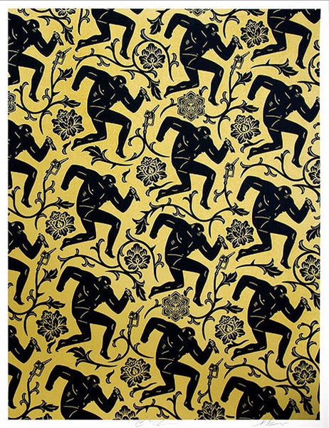 Cleon Peterson Shepard Fairey - Pattern of Corruption Black and Gold