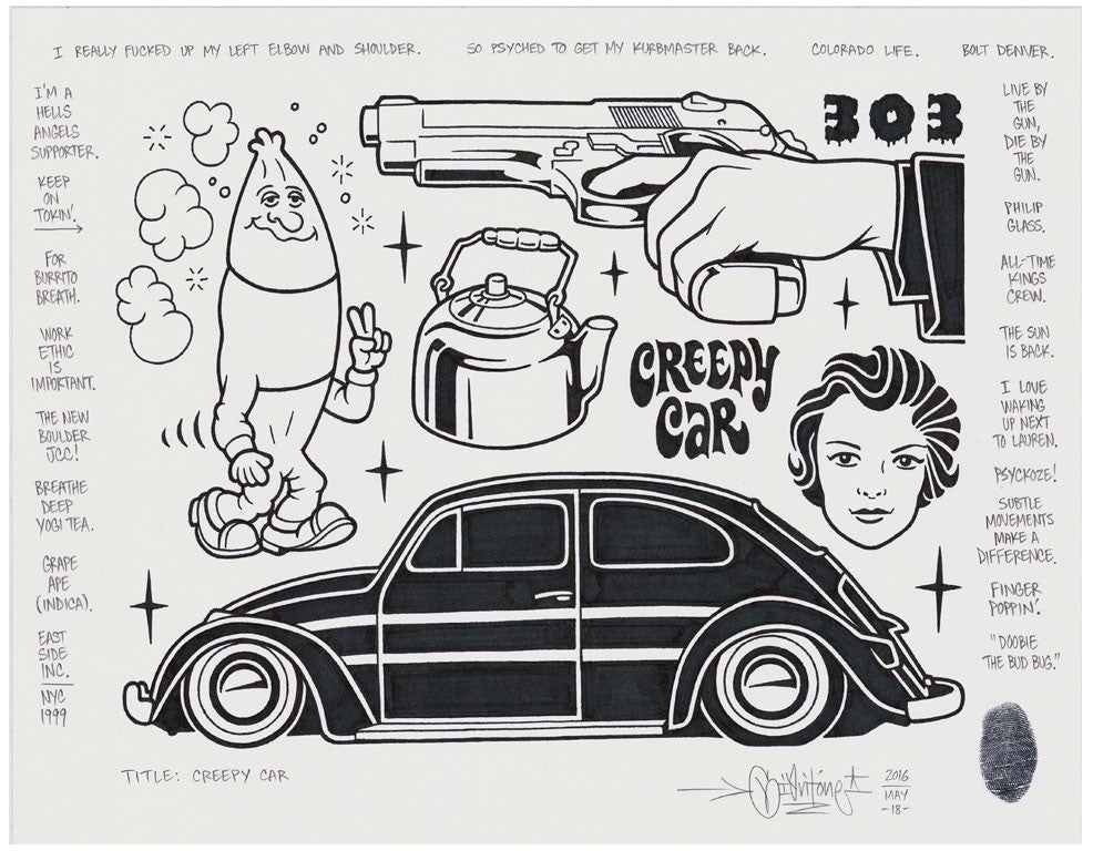 Mike Giant - "Creepy Car" Drawing