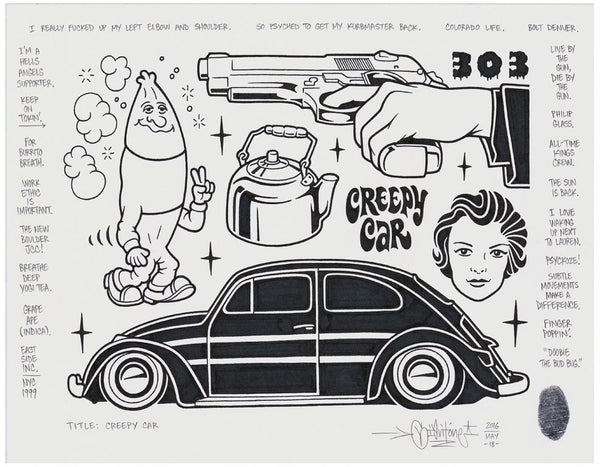 Mike Giant - "Creepy Car" Drawing