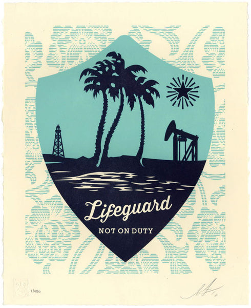 Shepard Fairey "Lifeguard Not On Duty" Letterpress