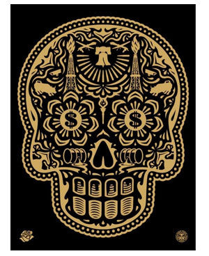 Shepard Fairey "Power & Glory - Day of the Dead Skull" (Gold)
