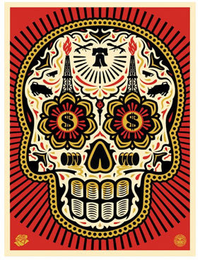 Shepard Fairey "Power & Glory - Day of the Dead Skull" (Red)
